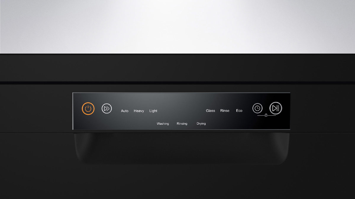 close up of the a dishwasher control panel