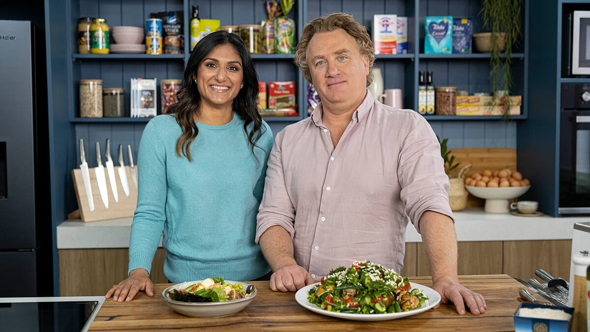 Rosie Mansfield & Adrian Richardson in the Good Chef, Bad Chef Kitchen.